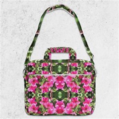 Magenta Flowers Macbook Pro Shoulder Laptop Bag  by kaleidomarblingart