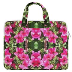 Magenta Flowers Macbook Pro Double Pocket Laptop Bag by kaleidomarblingart