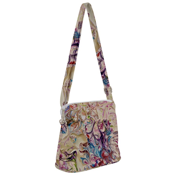 Marbling collage Zipper Messenger Bag