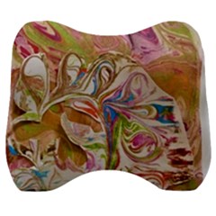 Abstract Marbling Velour Head Support Cushion by kaleidomarblingart