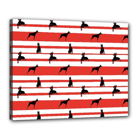 Doberman Dogs On Lines Canvas 20  X 16  (stretched) by SychEva