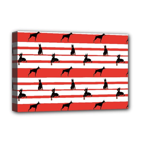 Doberman Dogs On Lines Deluxe Canvas 18  X 12  (stretched) by SychEva