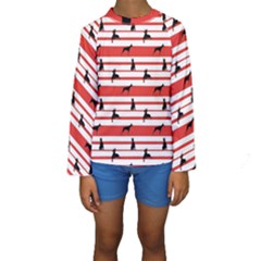 Doberman Dogs On Lines Kids  Long Sleeve Swimwear by SychEva