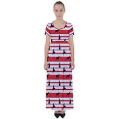 Doberman Dogs On Lines High Waist Short Sleeve Maxi Dress by SychEva