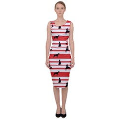 Doberman Dogs On Lines Sleeveless Pencil Dress by SychEva