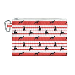 Doberman Dogs On Lines Canvas Cosmetic Bag (large) by SychEva