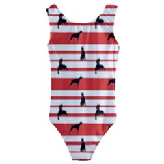 Doberman Dogs On Lines Kids  Cut-out Back One Piece Swimsuit by SychEva