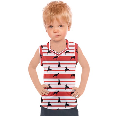 Doberman Dogs On Lines Kids  Sport Tank Top by SychEva