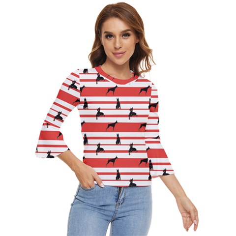 Doberman Dogs On Lines Bell Sleeve Top by SychEva