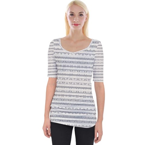 Mixed Gray Striped Ethnic Seamless Pattern Wide Neckline Tee by dflcprintsclothing