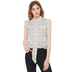 Mixed Gray Striped Ethnic Seamless Pattern Frill Detail Shirt