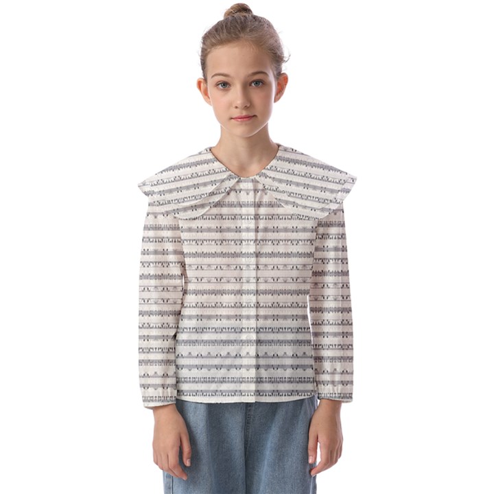 Mixed Gray Striped Ethnic Seamless Pattern Kids  Peter Pan Collar Blouse