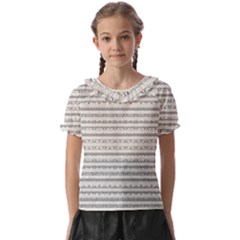 Mixed Gray Striped Ethnic Seamless Pattern Kids  Frill Chiffon Blouse