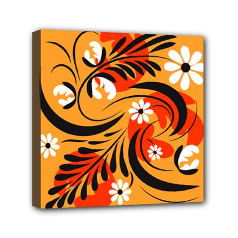 Folk Flowers Floral Art Print Mini Canvas 6  X 6  (stretched) by Eskimos