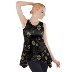 Folk Flowers Pattern  Side Drop Tank Tunic by Eskimos