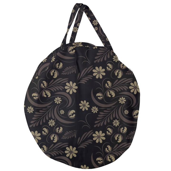 Folk flowers pattern  Giant Round Zipper Tote