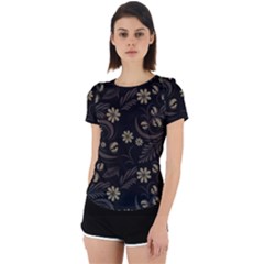 Folk Flowers Pattern  Back Cut Out Sport Tee by Eskimos