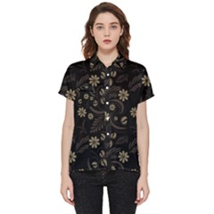 Folk Flowers Pattern  Short Sleeve Pocket Shirt