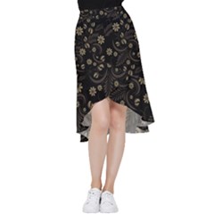 Folk Flowers Pattern  Frill Hi Low Chiffon Skirt