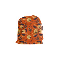 Folk Flowers Pattern  Drawstring Pouch (small) by Eskimos