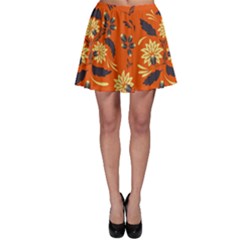 Folk Flowers Pattern  Skater Skirt by Eskimos