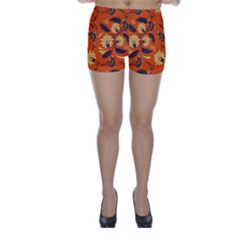 Folk Flowers Pattern  Skinny Shorts by Eskimos