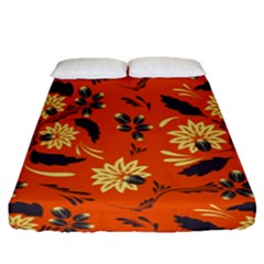 Folk Flowers Pattern  Fitted Sheet (queen Size) by Eskimos