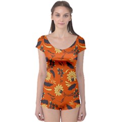 Folk Flowers Pattern  Boyleg Leotard  by Eskimos