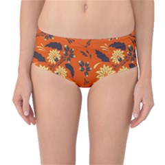 Folk Flowers Pattern  Mid-waist Bikini Bottoms by Eskimos