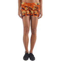 Folk Flowers Pattern  Yoga Shorts by Eskimos