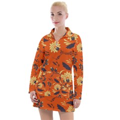 Folk Flowers Pattern  Women s Long Sleeve Casual Dress by Eskimos