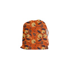 Folk Flowers Pattern  Drawstring Pouch (xs)