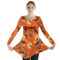 Folk Flowers Pattern  Long Sleeve Tunic  by Eskimos