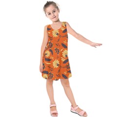 Folk Flowers Pattern  Kids  Sleeveless Dress by Eskimos