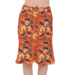 Folk Flowers Pattern  Short Mermaid Skirt by Eskimos