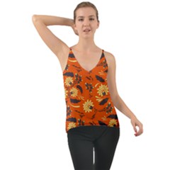 Folk Flowers Pattern  Chiffon Cami by Eskimos