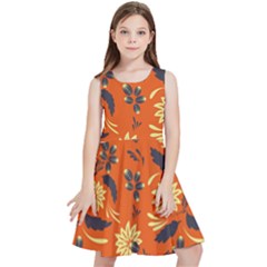 Folk Flowers Pattern  Kids  Skater Dress by Eskimos