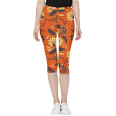 Folk Flowers Pattern  Inside Out Lightweight Velour Capri Leggings  by Eskimos