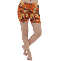 Folk Flowers Pattern  Lightweight Velour Yoga Shorts by Eskimos