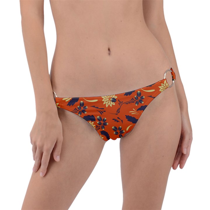 Folk flowers pattern  Ring Detail Bikini Bottom