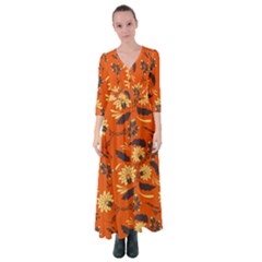 Folk Flowers Pattern  Button Up Maxi Dress by Eskimos