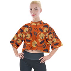 Folk Flowers Pattern  Mock Neck Tee by Eskimos