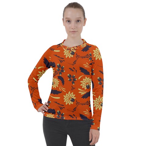 Folk Flowers Pattern  Women s Pique Long Sleeve Tee by Eskimos