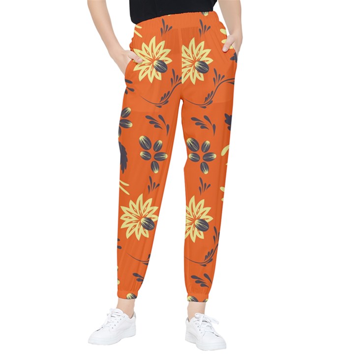 Folk flowers pattern  Tapered Pants