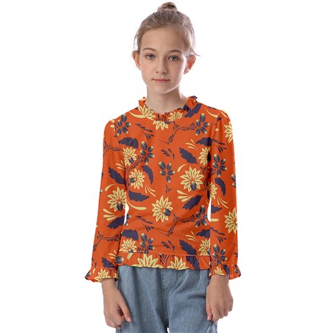 Folk Flowers Pattern  Kids  Frill Detail Tee by Eskimos