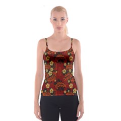 Folk Flowers Pattern Spaghetti Strap Top by Eskimos