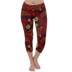 Folk Flowers Pattern Capri Winter Leggings  by Eskimos