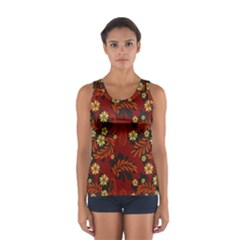 Folk Flowers Pattern Sport Tank Top  by Eskimos