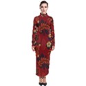 Folk flowers pattern Turtleneck Maxi Dress View1