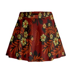 Folk flowers pattern Mini Flare Skirt